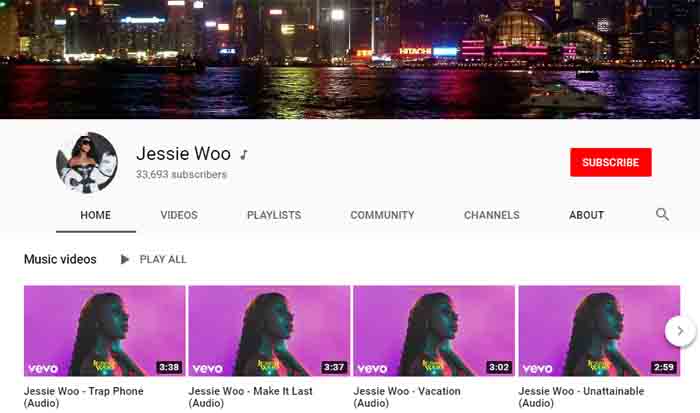 Jessie Woo official YouTube channel.